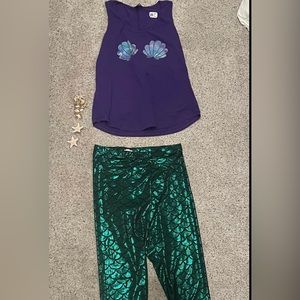 Mermaid costume- leggings and tank with jewelry